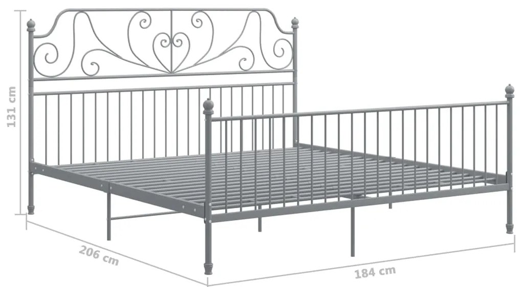 Estrutura de cama 180x200 cm metal cinzento