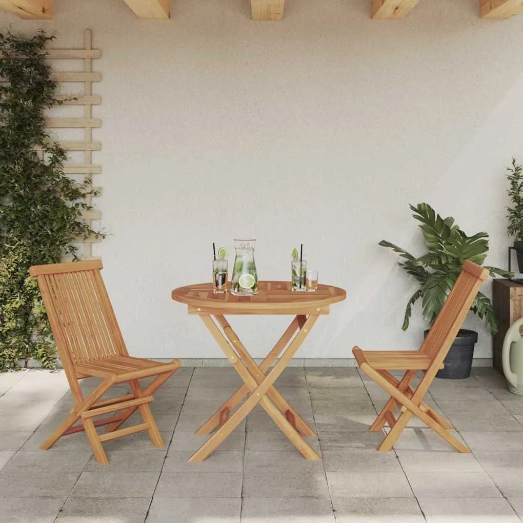 Conjunto Bistro de Jardim em 3 Peças Madeira Sólida de Acácia