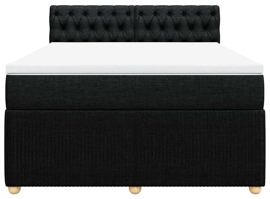 Cama com molas/colchão 140x200 cm tecido preto