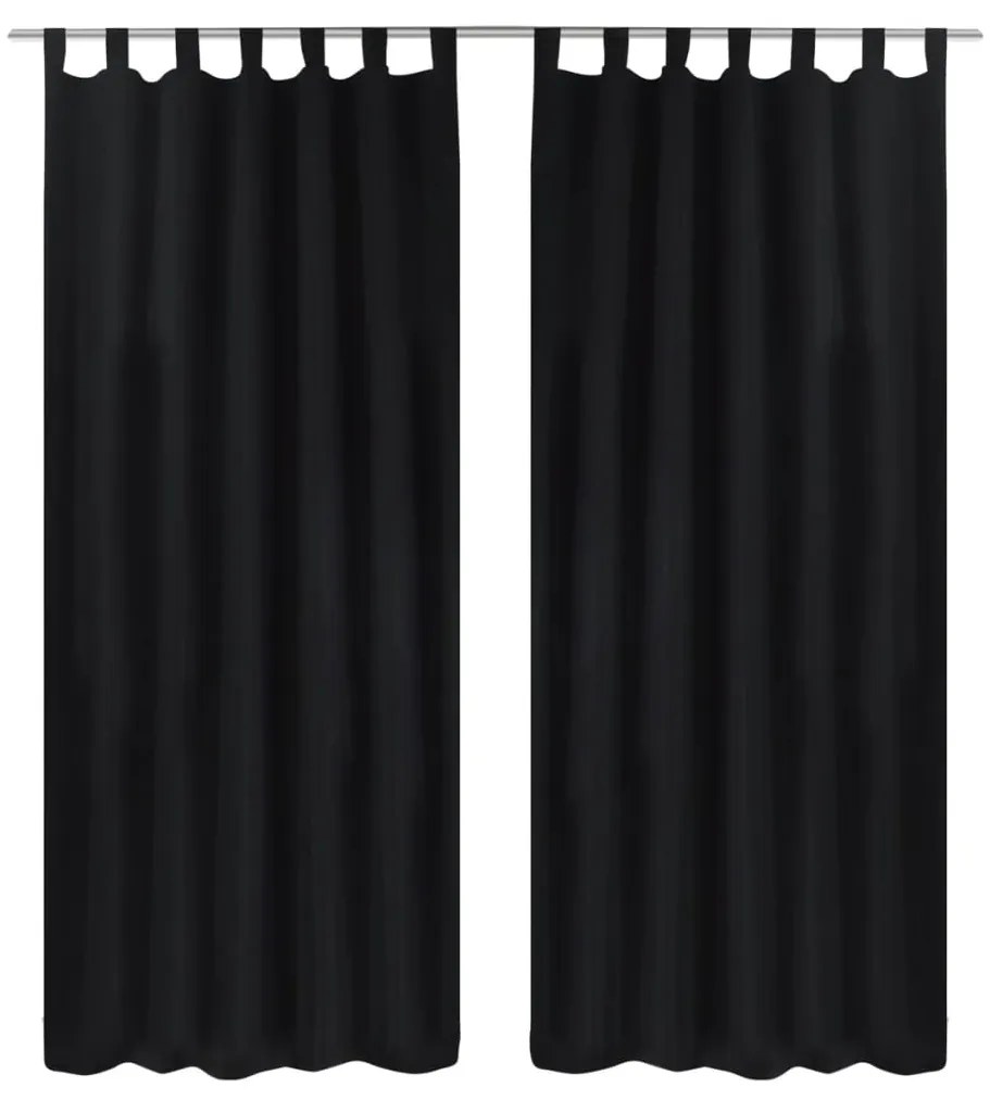 Cortinas de cetim com laços, 2 pcs, preto 140 x 225 cm