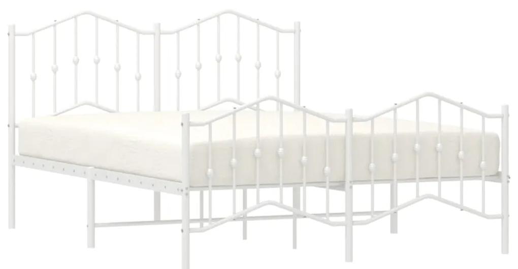 Estrutura de cama com cabeceira e pés 140x190 cm metal branco