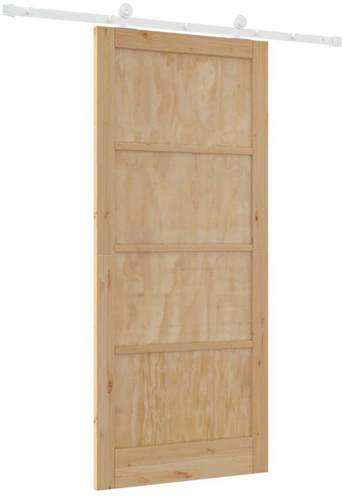 Porta Deslizante com Conjunto de Ferragens 93x211 cm de Madeira Maciça