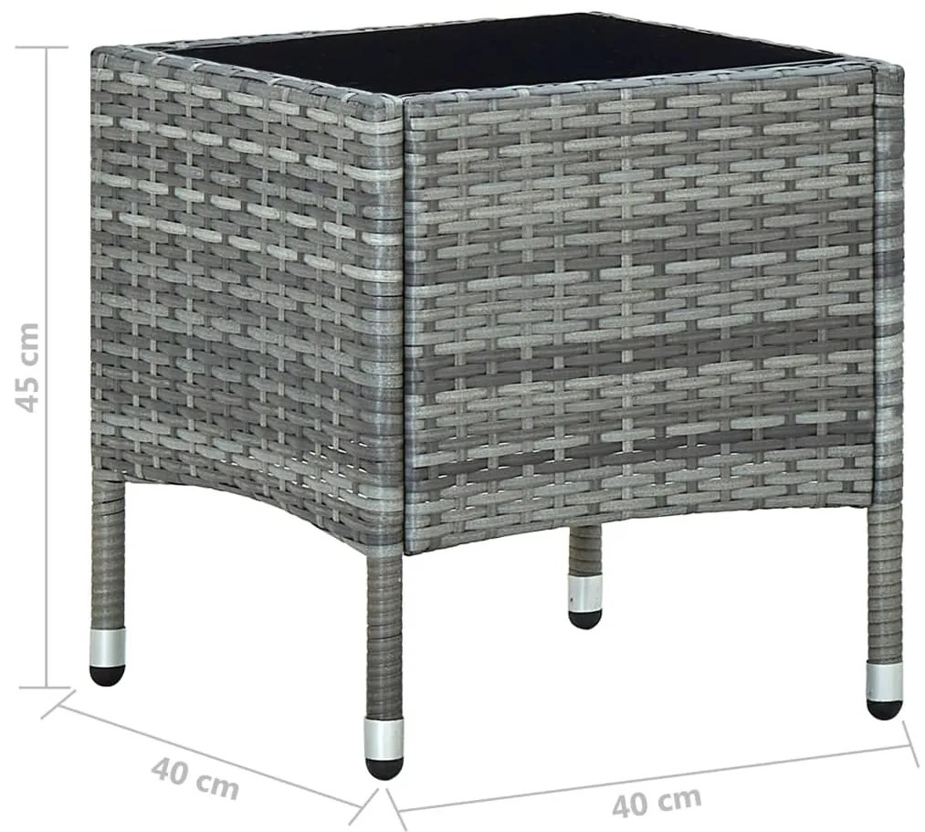 Mesa de jardim 40x40x45 vime PE cinzento