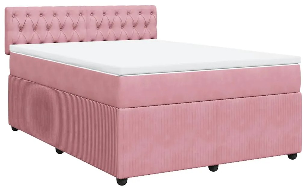 Cama com molas/colchão 160x200 cm veludo rosa
