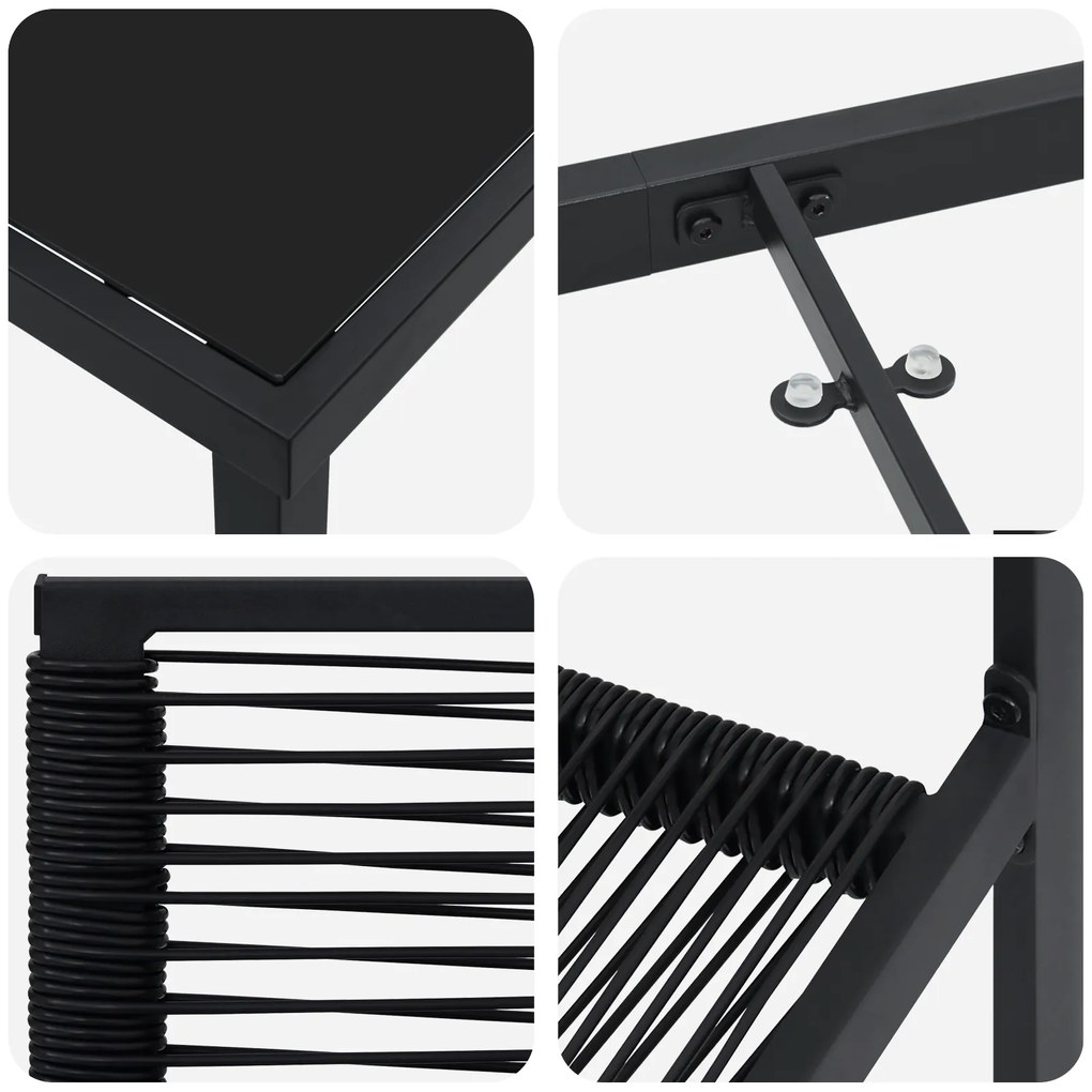 Conjunto de Jantar Jardim 5 Peças Preto Rattan PVC