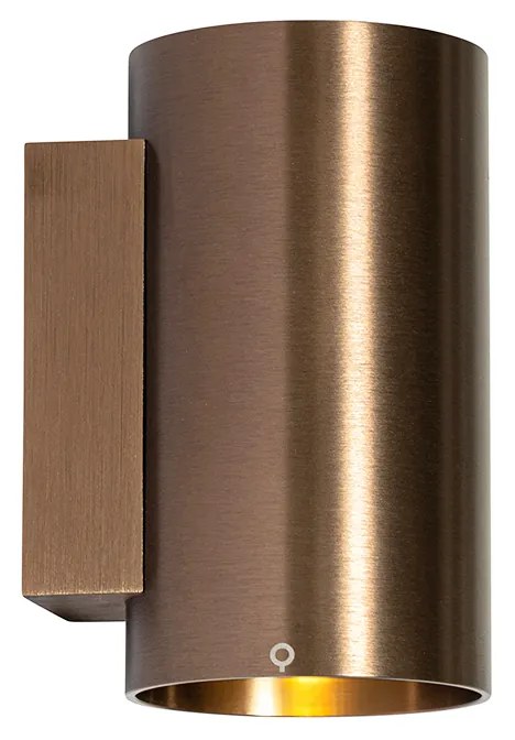 LED Candeeiro de parede inteligente bronze escuro redondo 2-luzes Incl. 2 Wifi GU10 50mm - Sandy