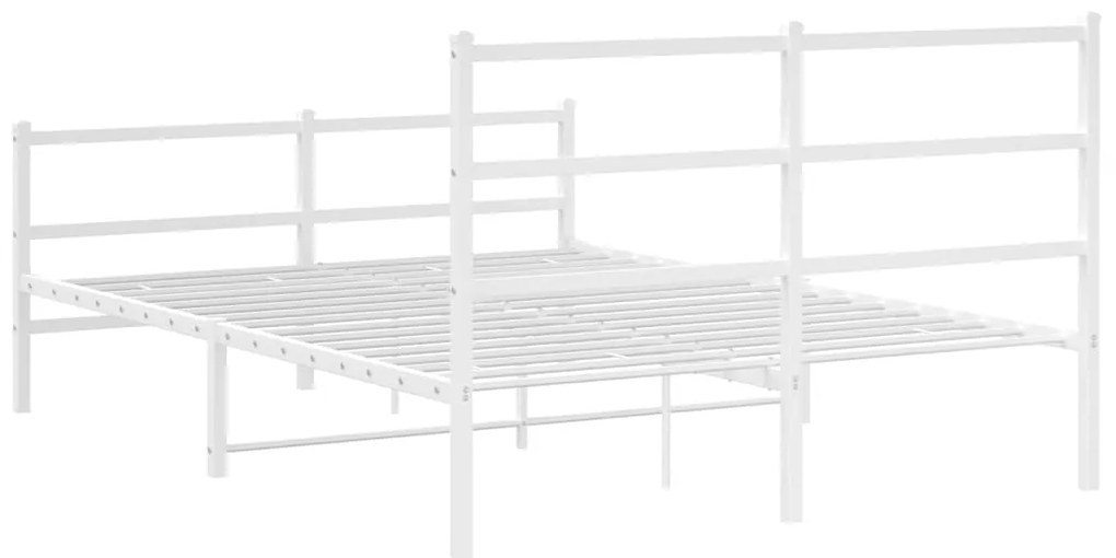 Estrutura de cama com cabeceira e pés 140x200 cm metal branco