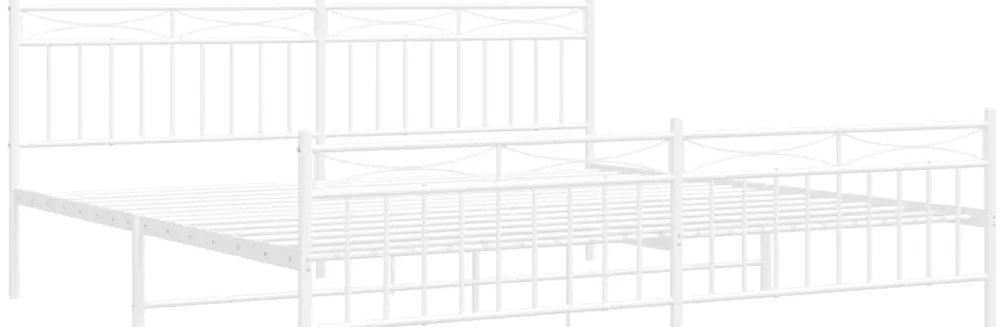 Estrutura de cama com cabeceira e pés 200x200 cm metal branco