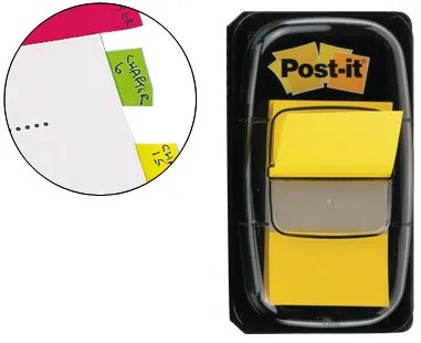 Bandas Separadoras Post-it Index 3m, 25,4x43,1 mm Amarelo Dispensador de 50 Unidades