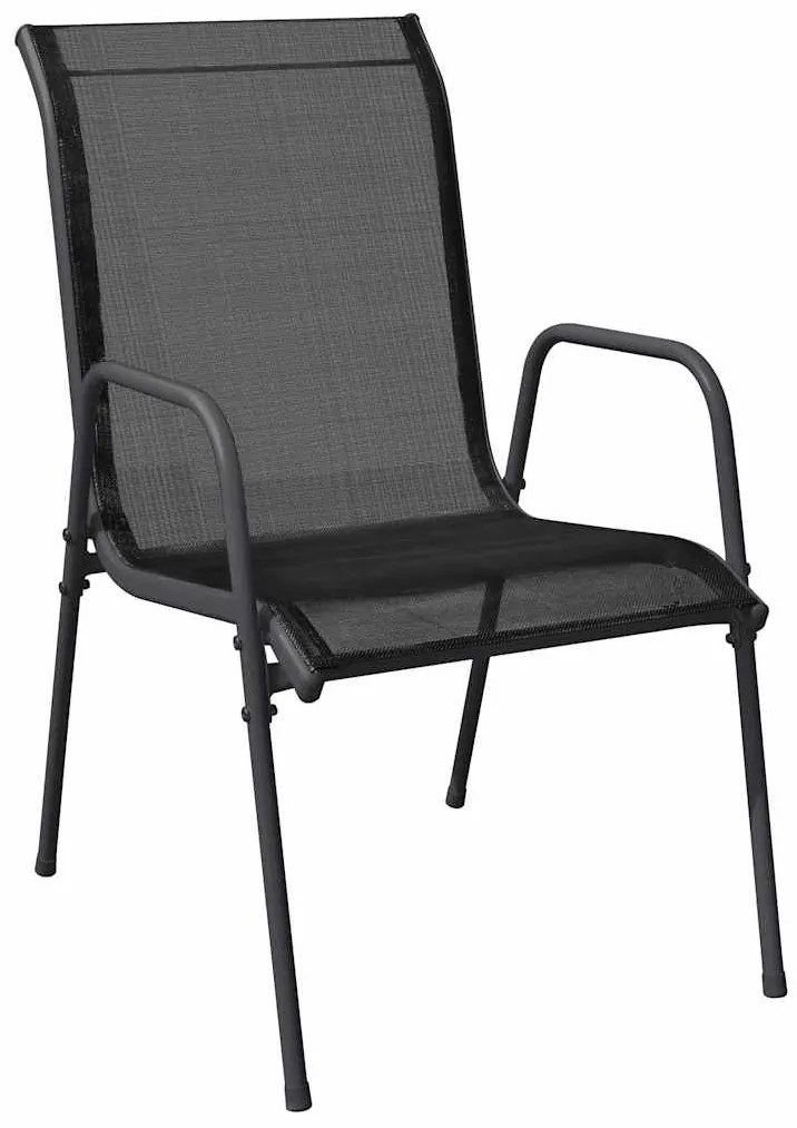Conjunto de Jantar de Jardim com 7 peças, Preto, Textilene e Aço