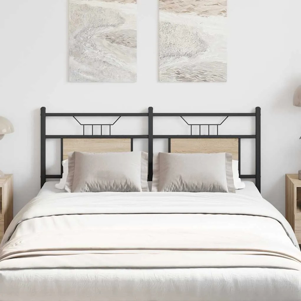 vidaXL Cabeceira de cama 140 cm derivados madeira/aço carvalho sonoma