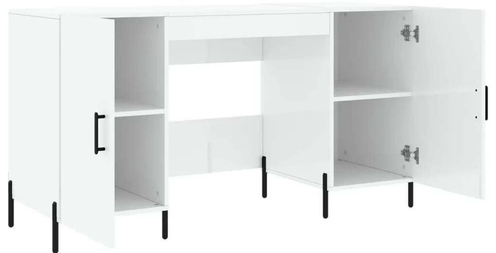 Secretária 140x50x75 cm derivados de madeira branco brilhante