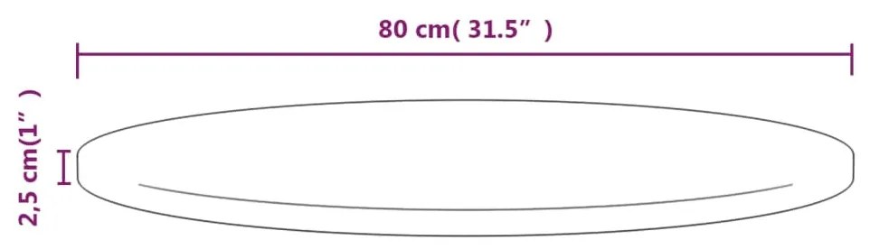 Tampo de mesa pinho maciço Ø80x2,5 cm branco