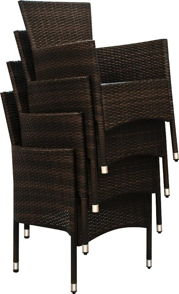 Conjunto de jardim em polyrattan Bali com 7 peças castanho/creme