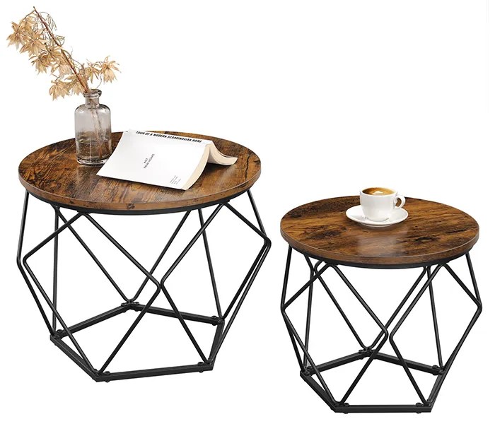 Conjunto de 2 mesas de centro castanho vintage-preto