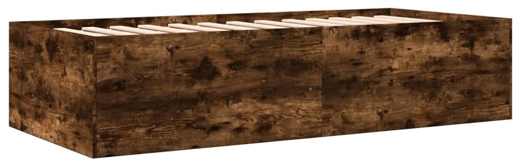 Sofá-cama com gavetas sem colchão 90x190 cm carvalho fumado