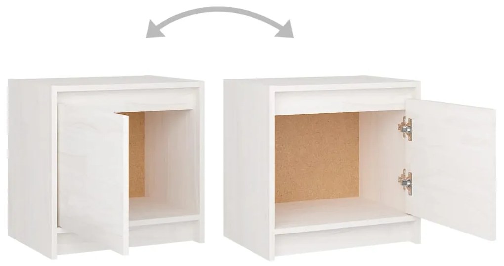 Mesas de cabeceira 2 pcs 40x30,5x40 cm pinho maciço branco