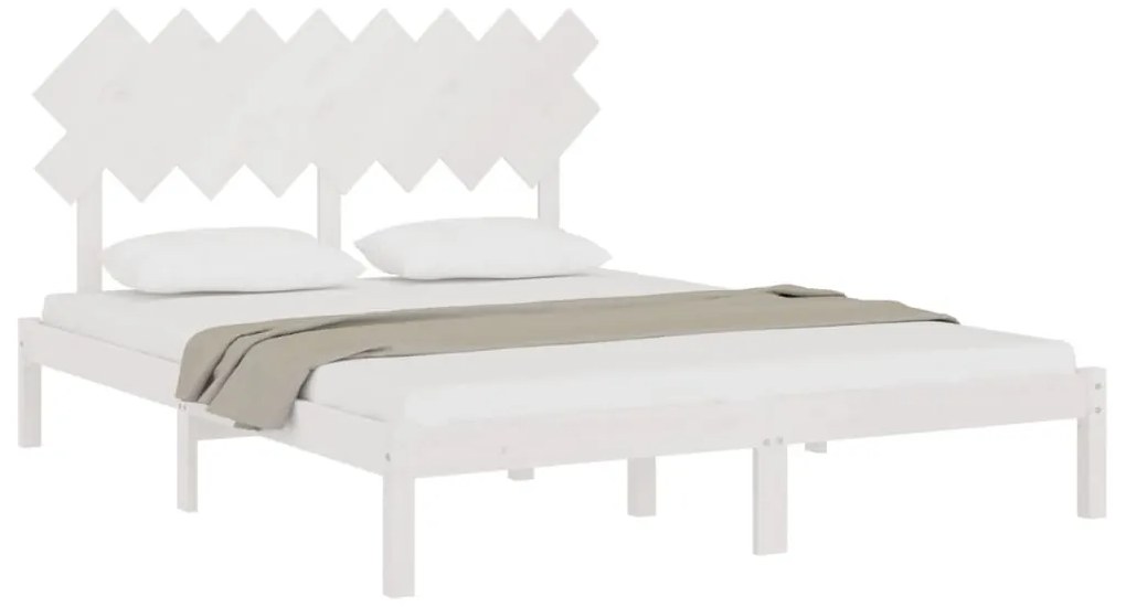 Estrutura de cama 160x200 cm madeira maciça branco