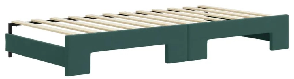 Sofá-cama com gavetão 90x200 cm veludo verde-escuro