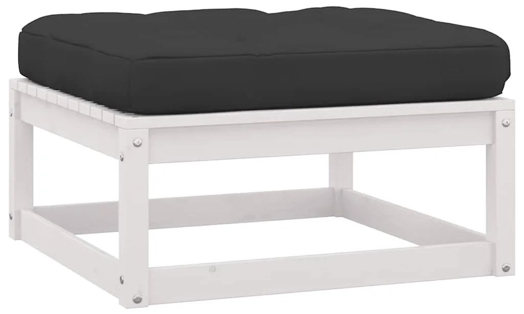 2 pcs conjunto lounge jardim c/ almofadões pinho maciço branco