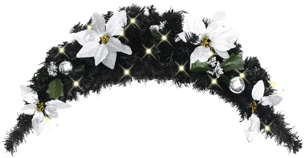320981 vidaXL Grinalda de Natal com luzes LED 90 cm PVC preto