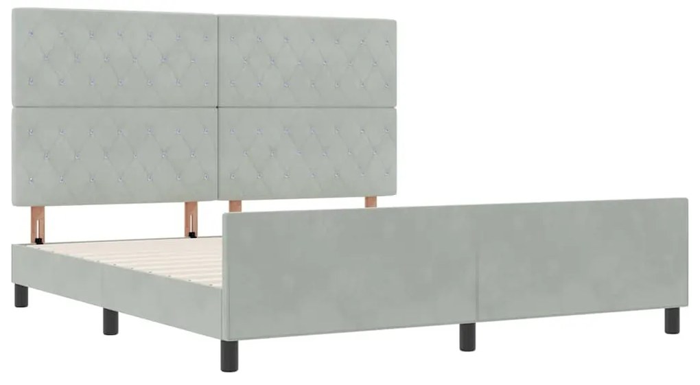 Cama vidaXL Cinza Claro 180x200 cm Veludo