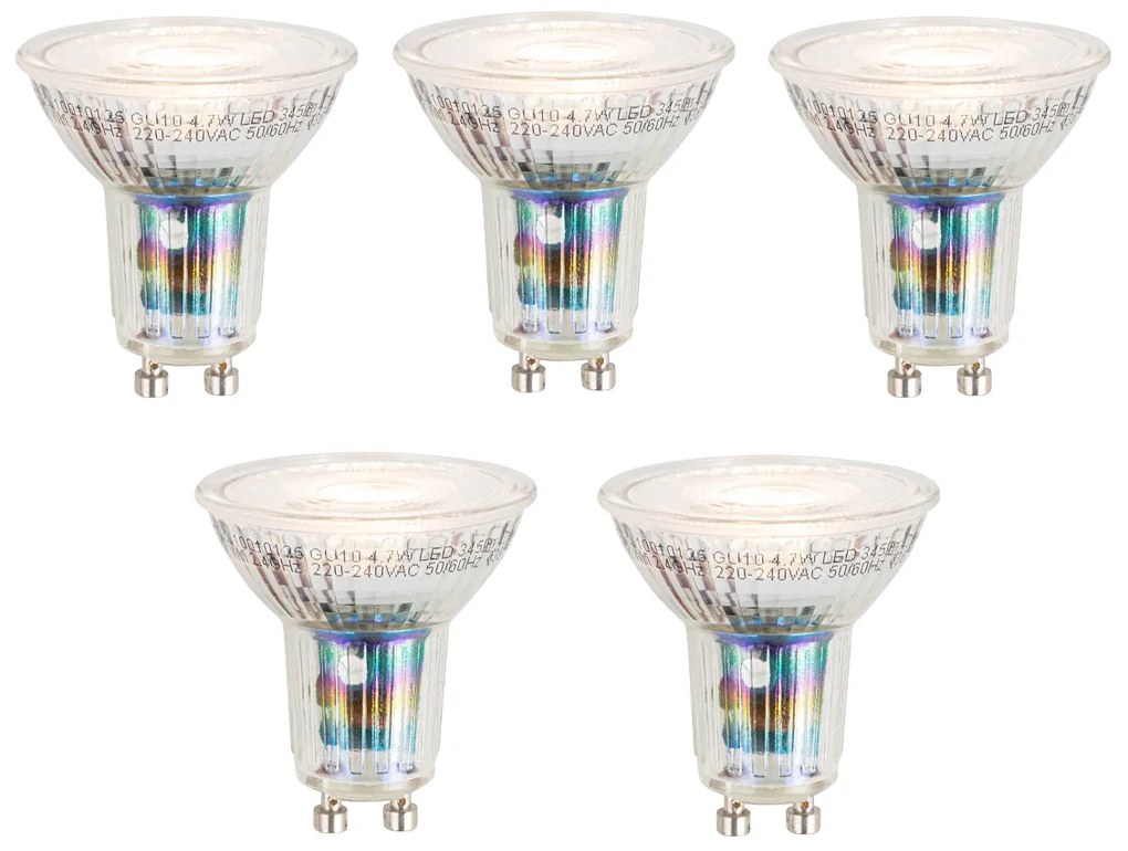 Conjunto de 5 lâmpadas LED inteligentes GU10 50mm reguláveis 4,7W 345 lm 2700-6500K