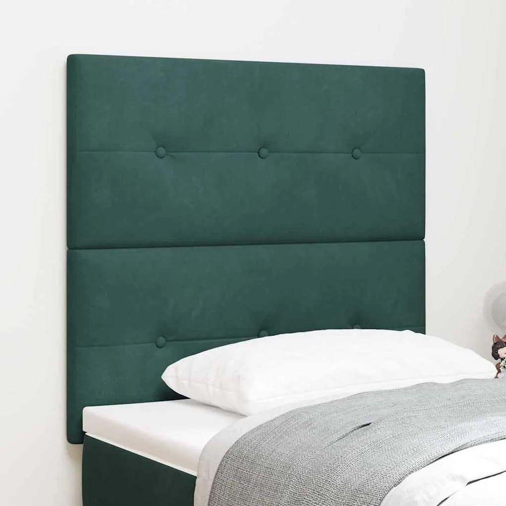Cabeceira LED vidaXL Verde Escuro 90 cm Veludo