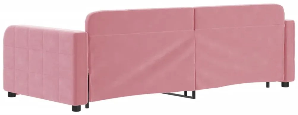 Sofá-cama com gavetão 90x200 cm veludo rosa