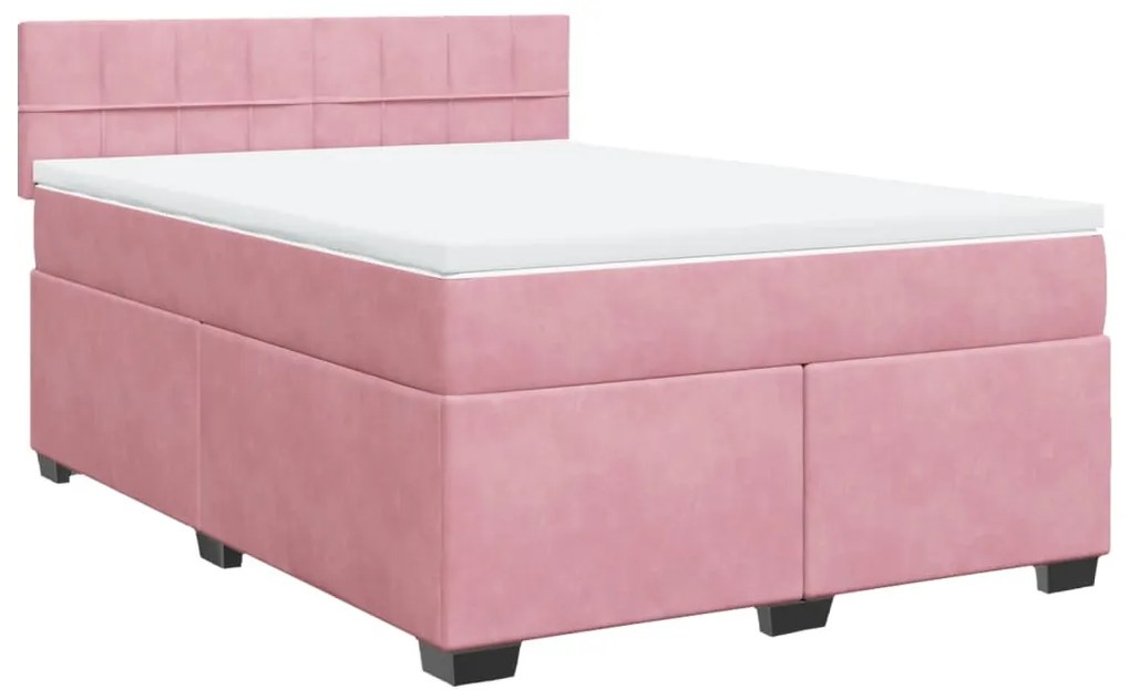 Cama com molas/colchão 160x200 cm veludo rosa
