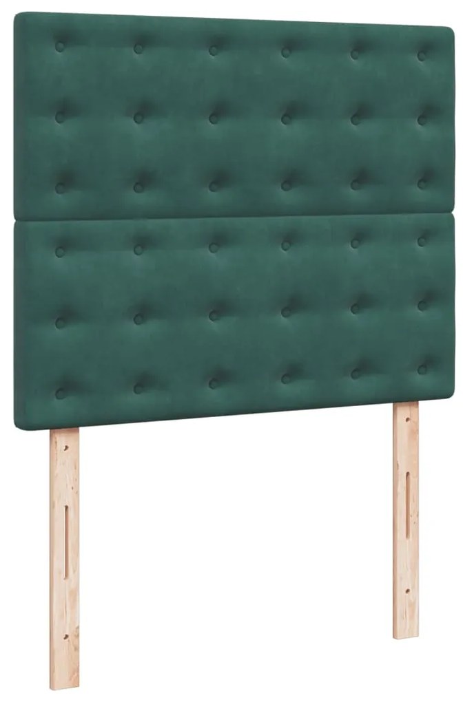 Cama boxspring com colchão 120x200 cm veludo verde-escuro