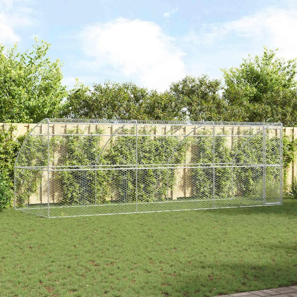 vidaXL Canil de Cachorro 3 pcs Prateado 6 x 2 x 2 m Aço galvanizado