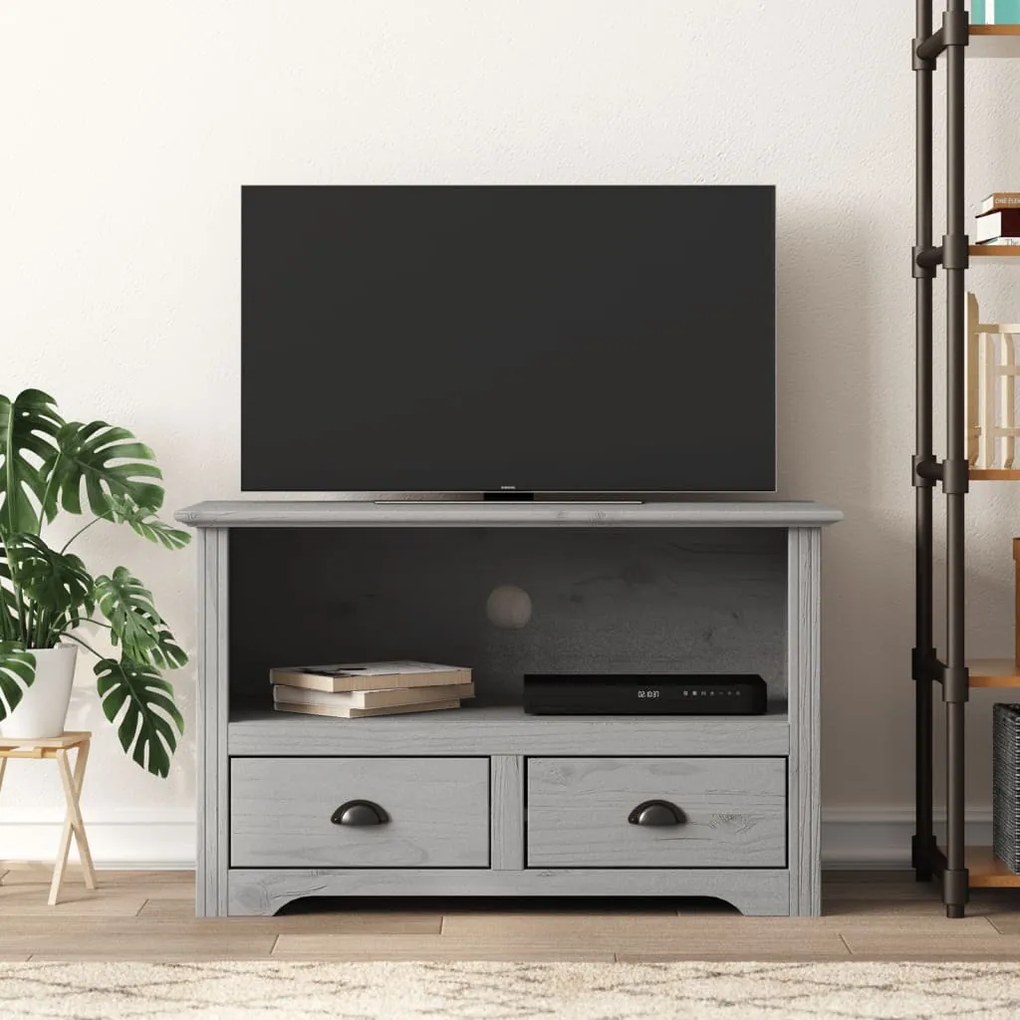 vidaXL Armário TV c/ 2 gavetas BODO 91,5x44,5x56 cm pinho cinzento
