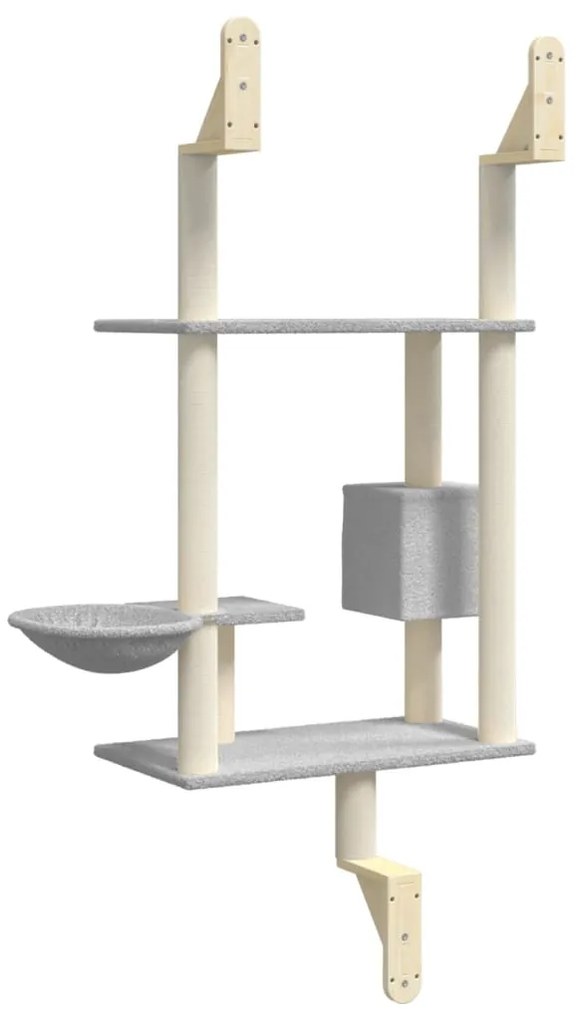 Árvore parede p/ gatos c/ poste arranhador 153 cm cinza-claro