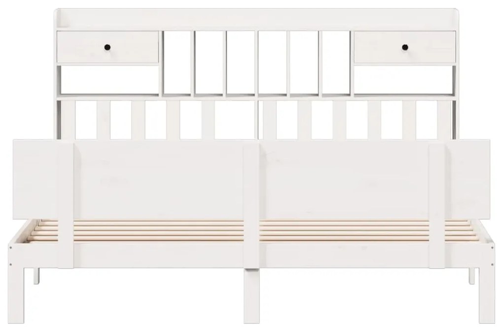 Cama com estante sem colchão 200x200 cm pinho maciço branco