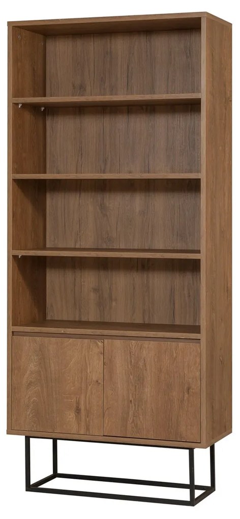Estante Rea – Nogueira e Preto – 80x182x36 cm