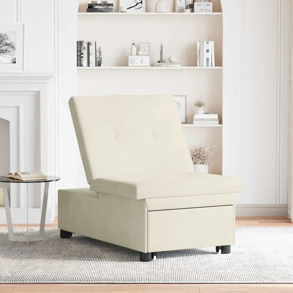 Sofá-Cama 3 em 1 Pull-Out Creme Veludo