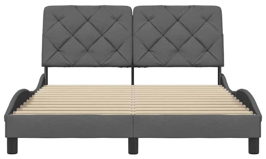 Estrutura de cama sem colchão 140x190 cm tecido cinzento-escuro