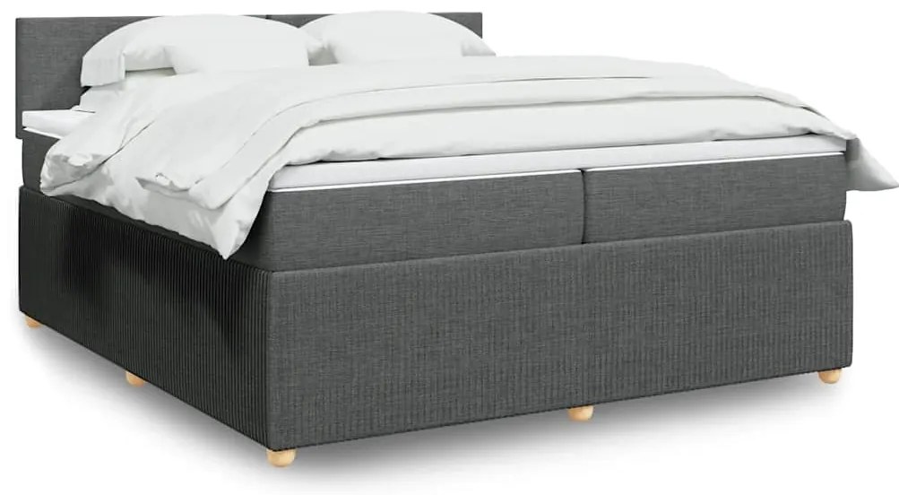 Cama com molas/colchão 200x200 cm tecido cinzento-escuro