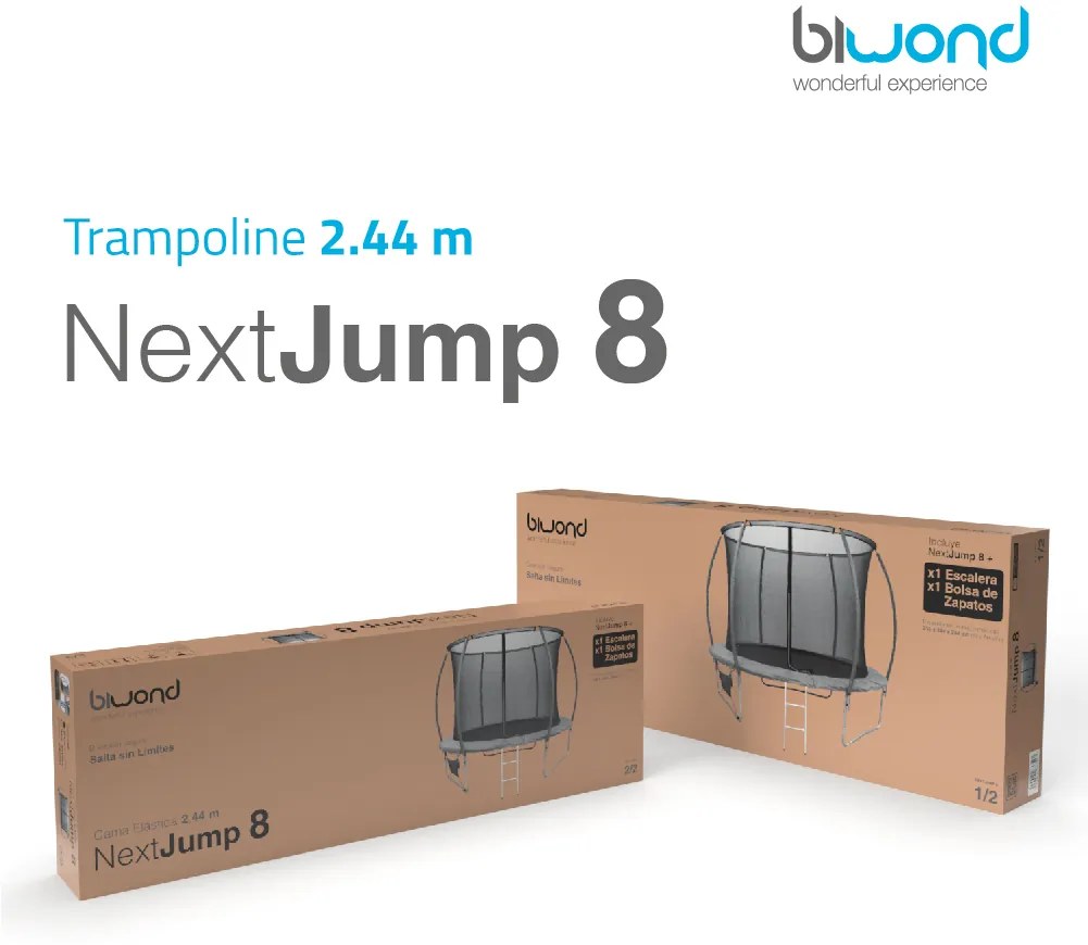 Trampolim Infantil Cama Elástica 2.44m NextJump 8 Biwond Azul