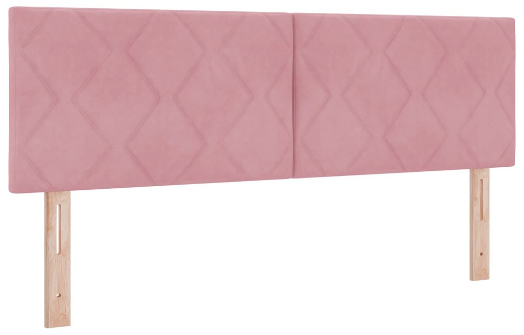 Cama Box Spring com Colchão Rosa 140x200 cm Veludo