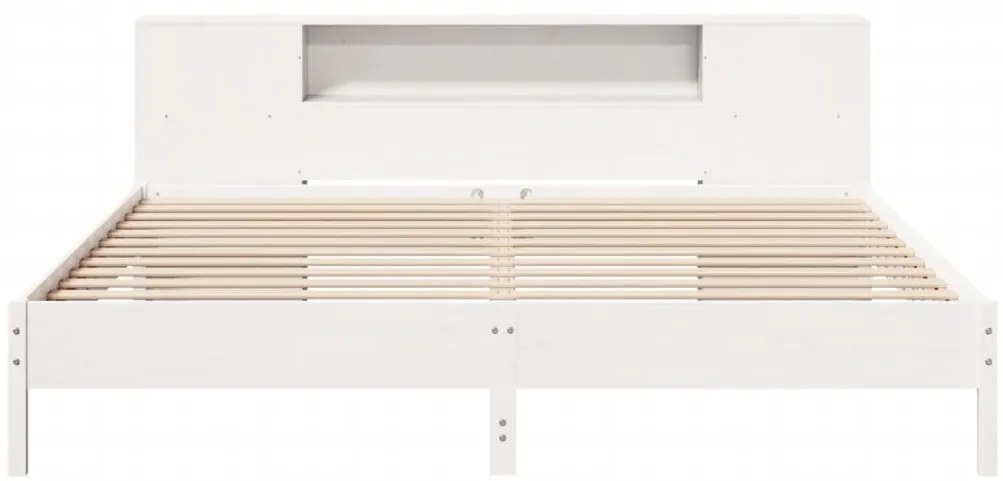 Cama com estante sem colchão 200x200 cm pinho maciço branco