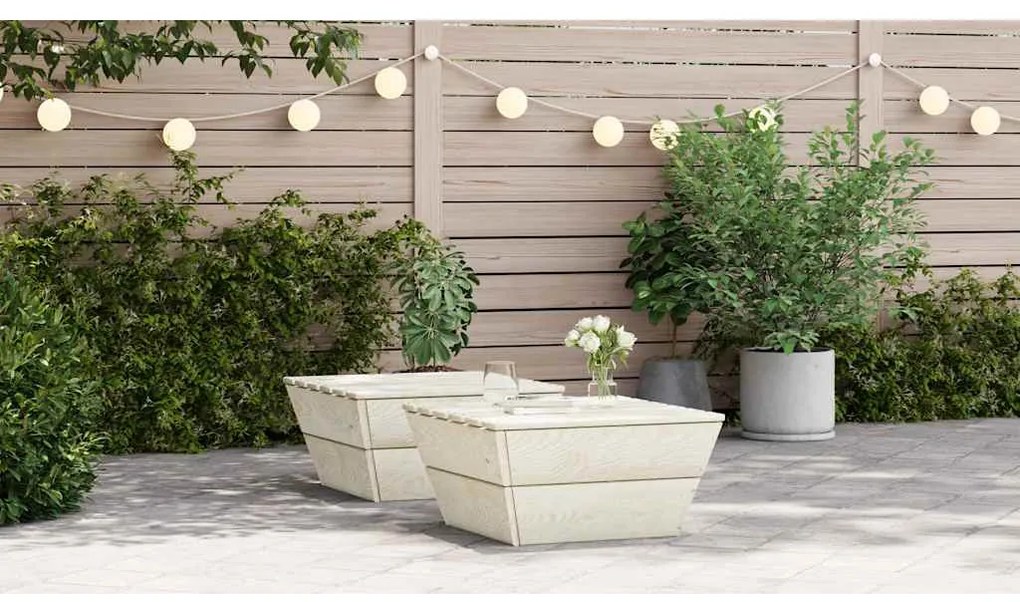Messa de jardim 2 pcs 60x60x30 cm madeira de abeto impregnada