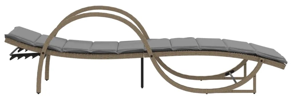 Espreguiçadeira com almofadão 60x199x42 cm vime PE bege