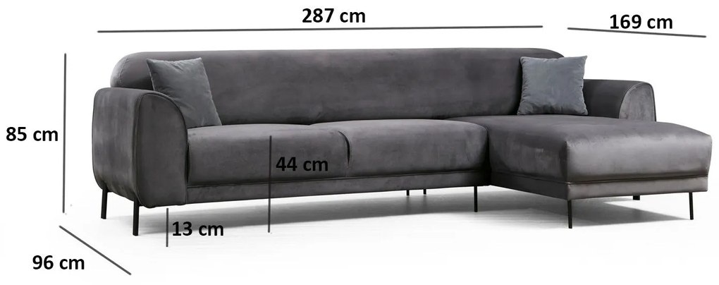 Sofá-Cama de Canto Image Corner – Antracite – 287 x 169 cm