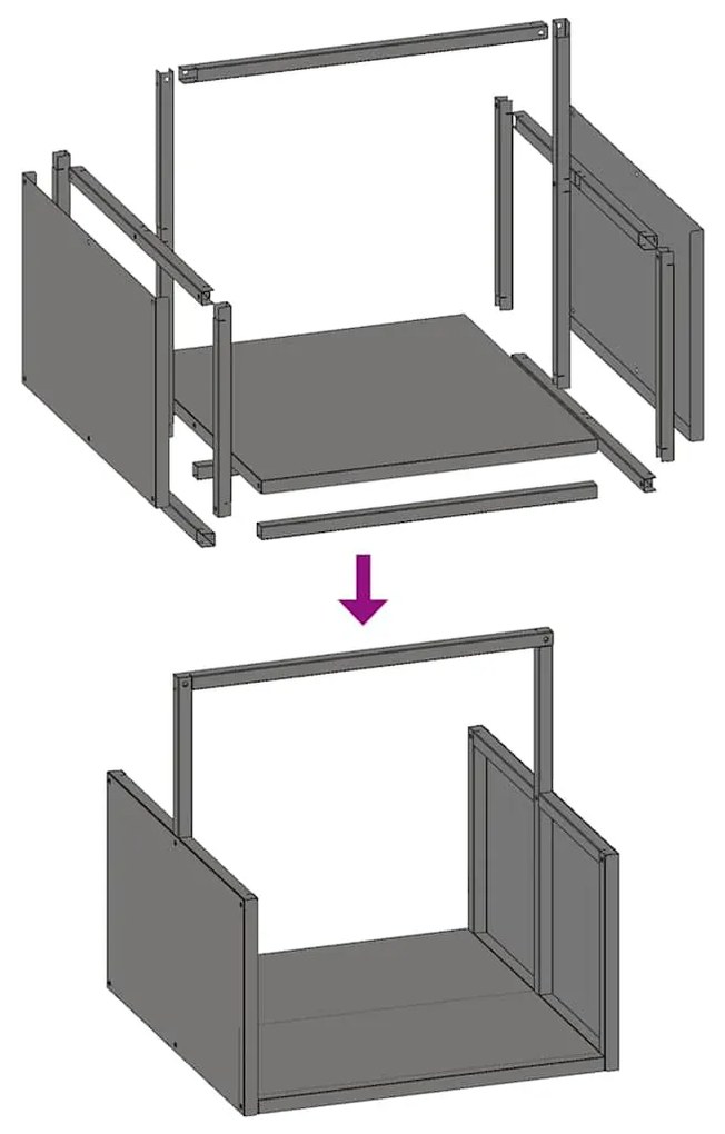 Suporte para lenha 40x40x40 cm aço laminado a frio antracite