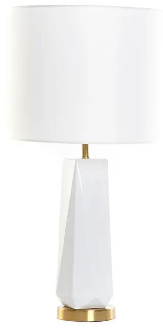 Lâmpada de Mesa DKD Home Decor Branco Poliéster Metal Cerâmica 220 V Dourado 50 W