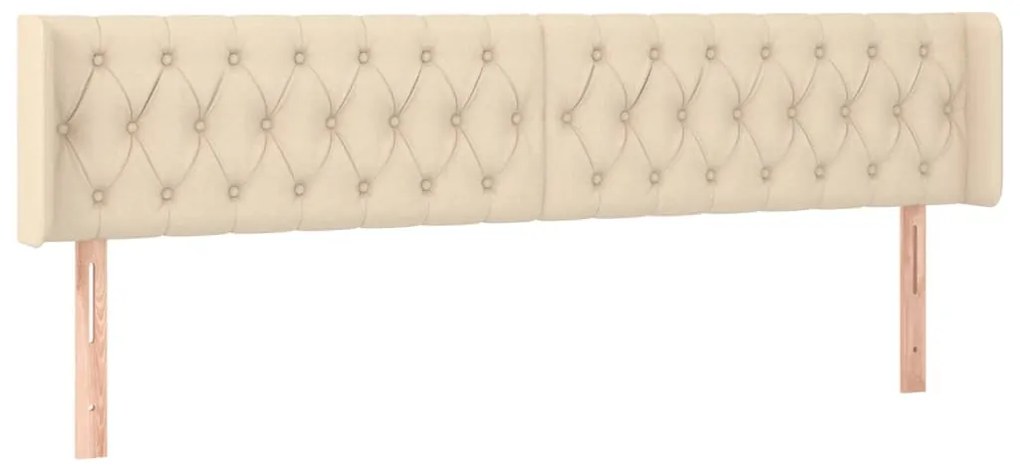 Cabeceira de cama c/ luzes LED tecido 183x16x78/88 cm cor creme
