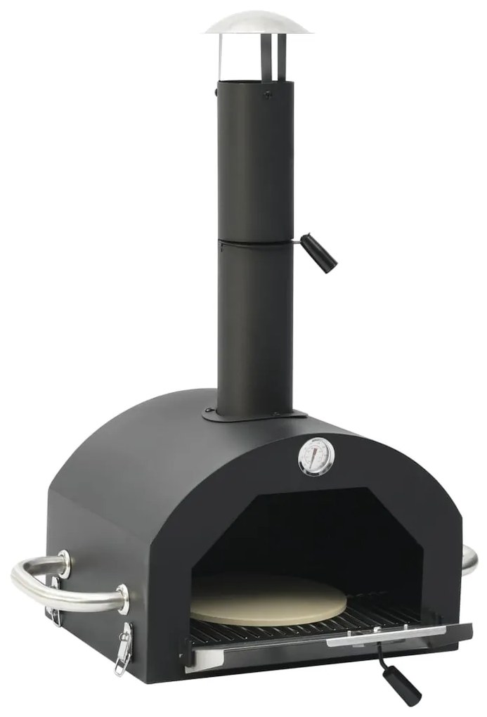 Forno para pizza e churrasqueira de exterior 3-em-1 preto