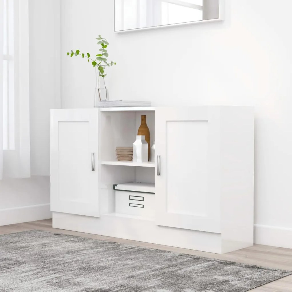 vidaXL Aparador 120x30,5x70 cm derivados de madeira branco brilhante
